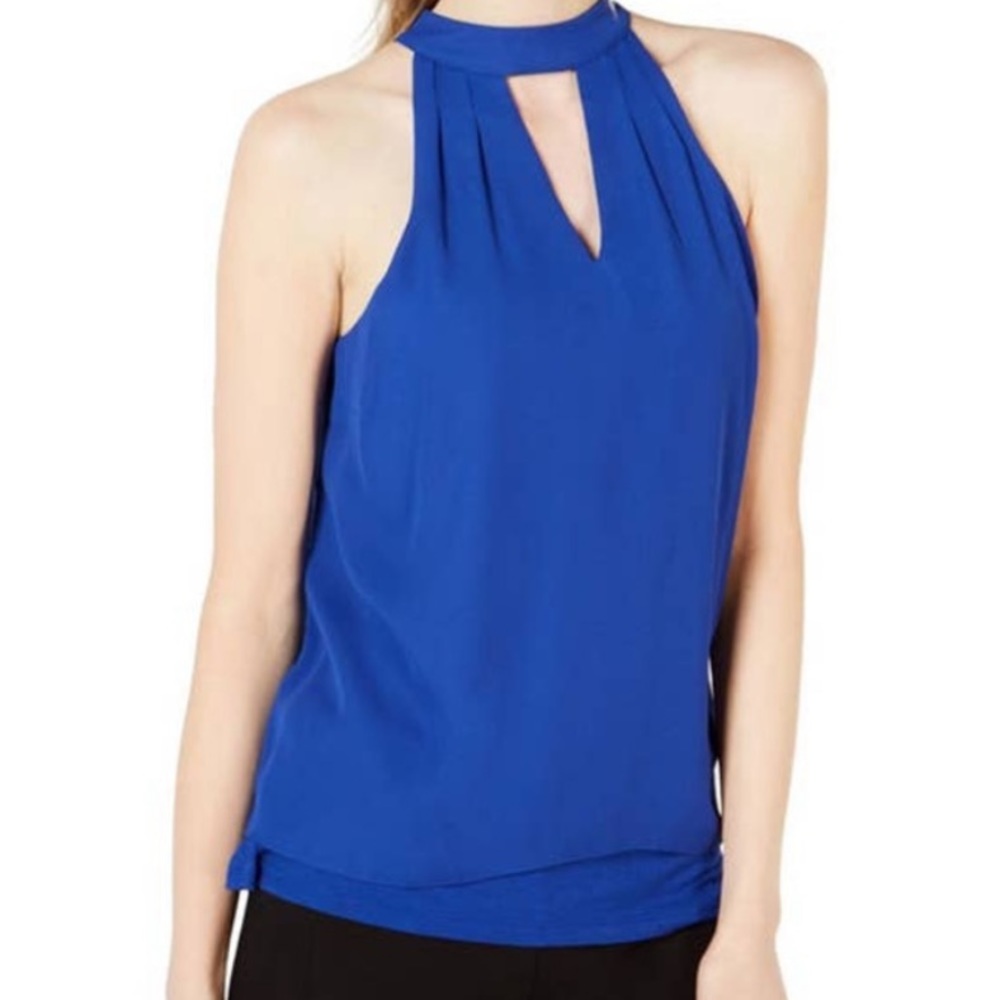 Royal blue Bebe vneck keyhole halter top , size xxs